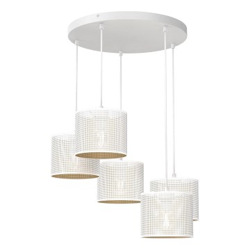 Riippuvalaisin LOFT SHADE 5xE27/60W/230V valkoinen/kulta