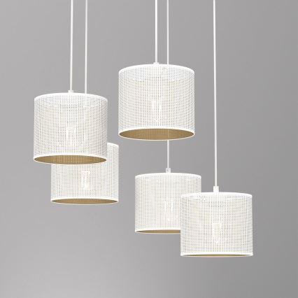 Riippuvalaisin LOFT SHADE 5xE27/60W/230V valkoinen/kulta