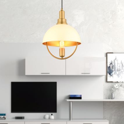 Riippuvalaisin MONZA, 1 x E27, 40 W, 230 V, Ø 30 cm, kermanvärinen/kullanvärinen