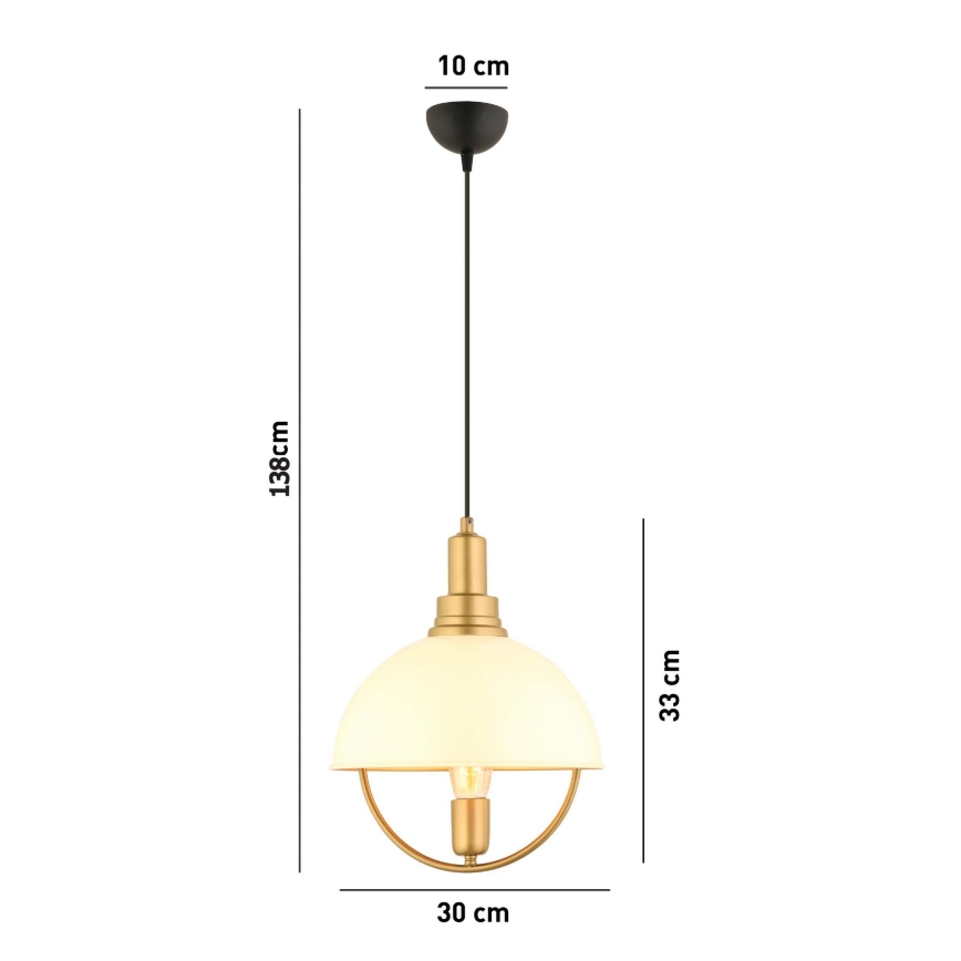 Riippuvalaisin MONZA, 1 x E27, 40 W, 230 V, Ø 30 cm, kermanvärinen/kullanvärinen