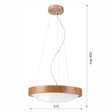 Riippuvalaisin OAK SLIM 2xE27/60W/230V ø 37 cm tammi