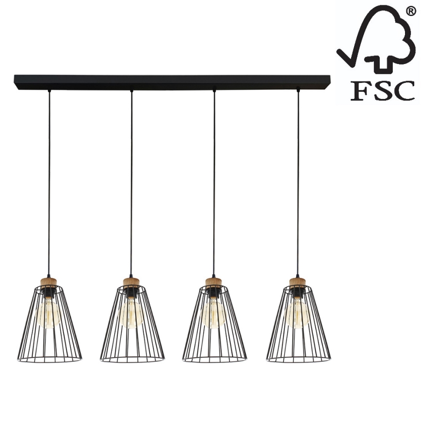Riippuvalaisin ORAZIO 4xE27/60W/230V tammi - FSC-sertifioitu