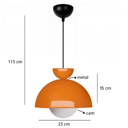 Riippuvalaisin SALVA 1xE27/15W/230V, oranssi