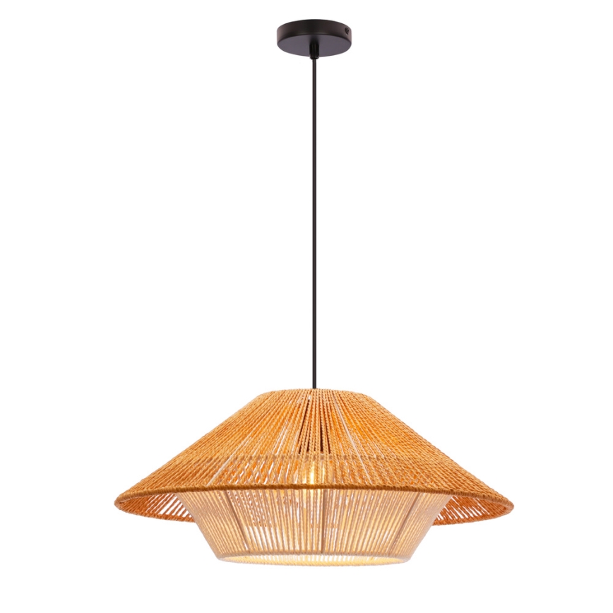 Riippuvalaisin vaijerilla AFRICA 1xE27/40W/230V, halkaisija 50 cm, ruskea/kerma