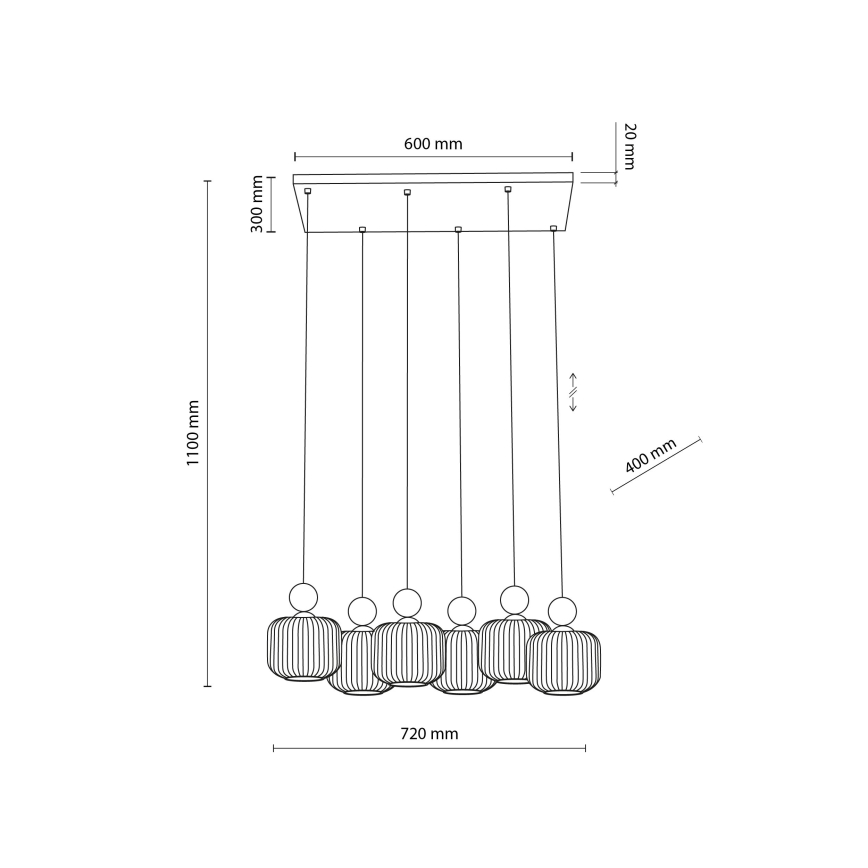 Riippuvalaisin vaijerilla BALLO 6xE14/10W/230V beigenvärinen