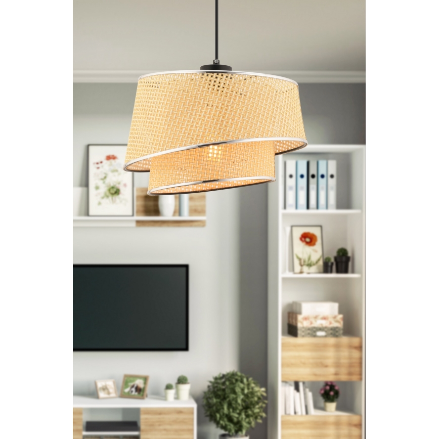Riippuvalaisin vaijerilla BARETTE 1xE27/60W/230V beige/kiiltävä kromi