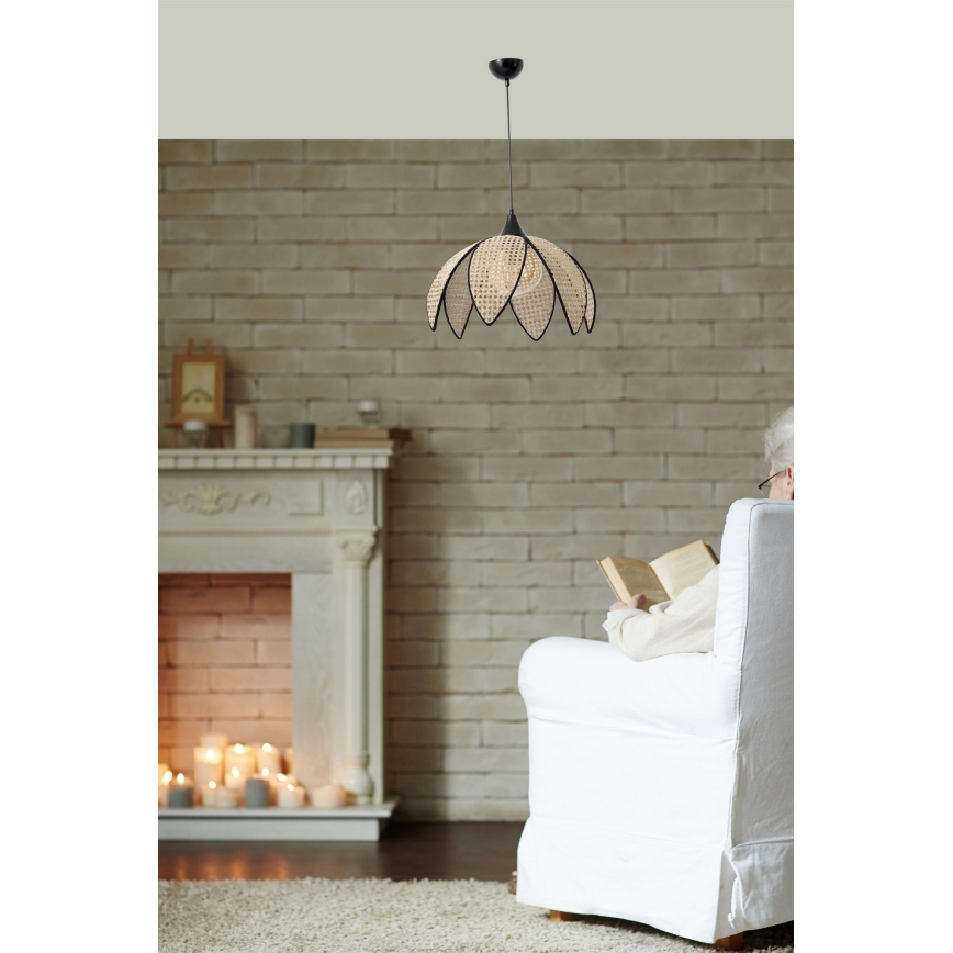 Riippuvalaisin vaijerilla FUME 1xE27/40W/230V Ø 40 cm musta/beige