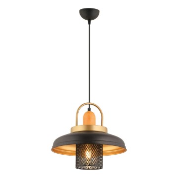 Riippuvalaisin vaijerilla MONZA 1xE27/40W/230V Ø 32 cm musta/kulta