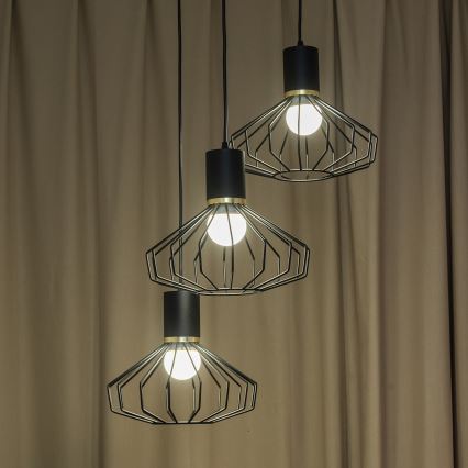 Riippuvalaisin vaijerilla SOLANO 3xE27/15W/230V musta/kulta