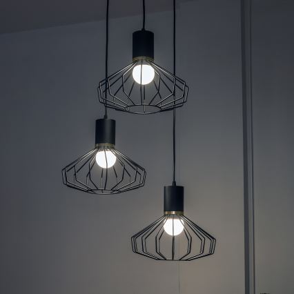 Riippuvalaisin vaijerilla SOLANO 3xE27/15W/230V musta/kulta