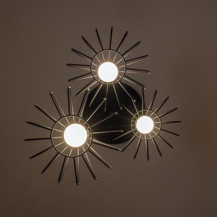 Riippuvalaisin vaijerilla SOLANO 3xE27/15W/230V musta/kulta