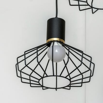 Riippuvalaisin vaijerilla SOLANO 3xE27/15W/230V musta/kulta