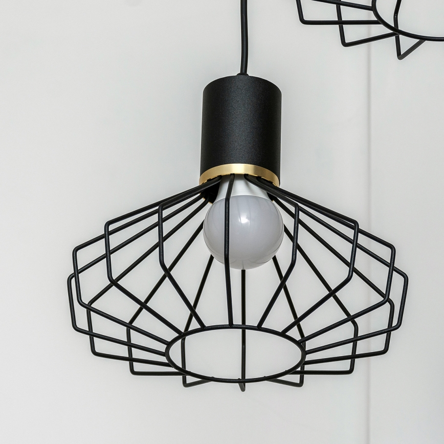 Riippuvalaisin vaijerilla SOLANO 3xE27/15W/230V musta/kulta
