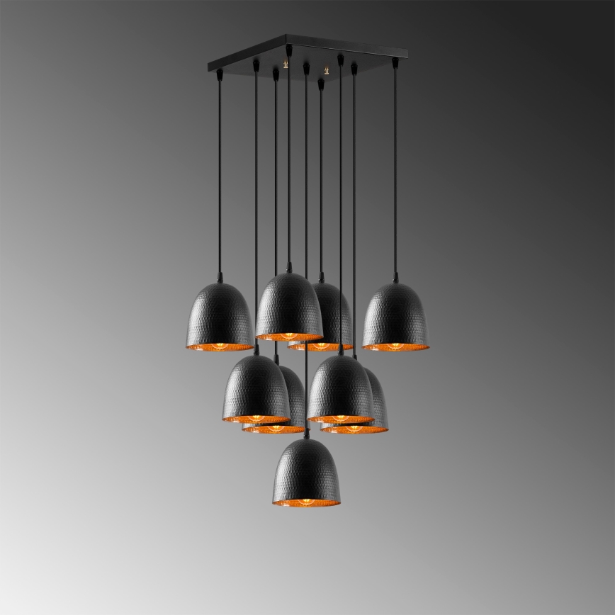 Riippuvalaisin vaijerilla TATTOO 9xE27/40W/230V musta