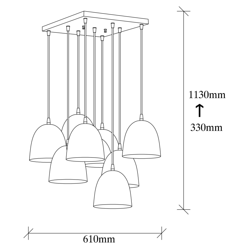 Riippuvalaisin vaijerilla TATTOO 9xE27/40W/230V musta