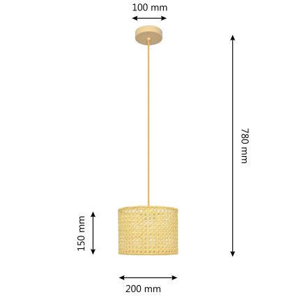 Rippuvalaisin ALBA 1xE27/15W/230V d. 20 cm rottinki
