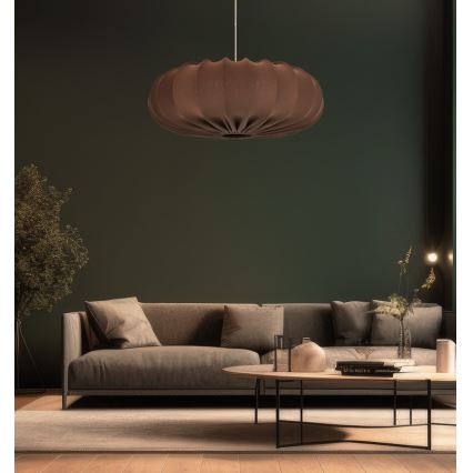 Ripustettava valaisin johdolla CAFEE 1xE27/40W/230V, halkaisija 52 cm, ruskea