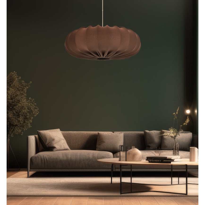 Ripustettava valaisin johdolla CAFEE 1xE27/40W/230V, halkaisija 52 cm, ruskea