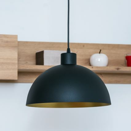 Ripustettava valaisin johdolla VESPER 1xE27/15W/230 halkaisija 30 cm musta/kultainen