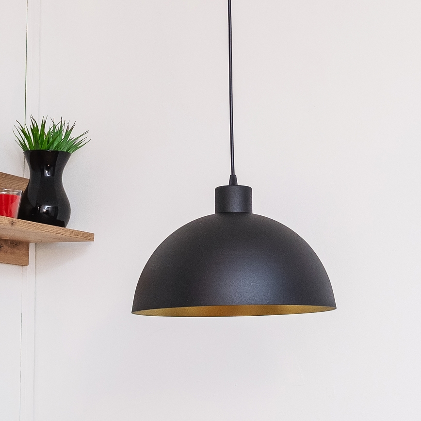 Ripustettava valaisin johdolla VESPER 1xE27/15W/230 halkaisija 30 cm musta/kultainen