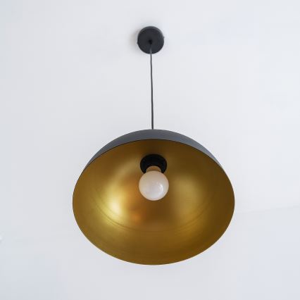 Ripustettava valaisin johdolla VESPER 1xE27/15W/230 halkaisija 30 cm musta/kultainen