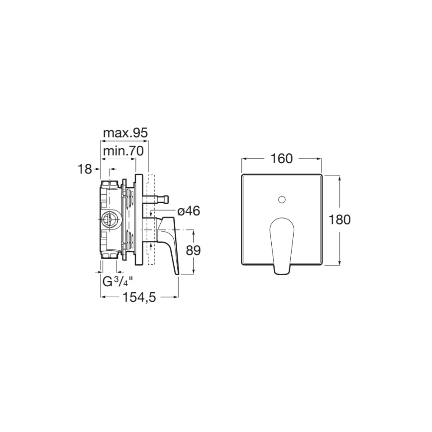 Roca A5A0B90C00 - ATLAS upotettava suihkusekoitin, kiiltävä kromi