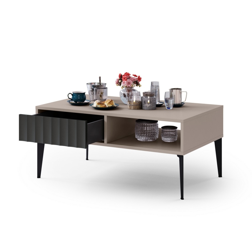 Sohvapöytä laatikolla RONJA taupe/musta