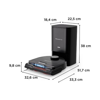 Rowenta - Älykäs robottipölynimuri mopilla X-PLORER S240+ AI Animal & Allergy Wi-Fi 5200 mAh
