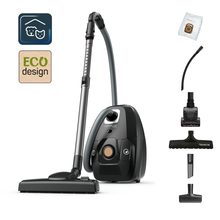 Rowenta - Pussi-imuri VIHREÄ FORCE EFFITECH ECO TOTAL CLEAN 400W/230V musta
