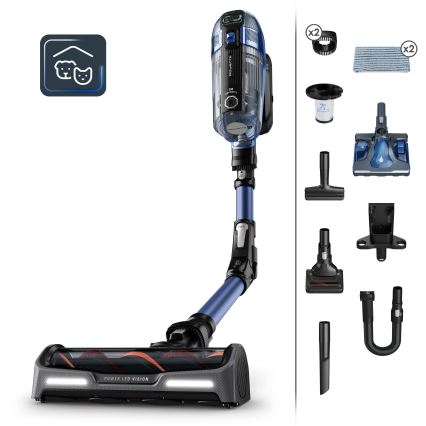 Rowenta - Sauva imuri mopilla X-FORCE FLEX ANIMAL AQUA AUTO 3in1 480W/32,4V 2500 mAh sininen