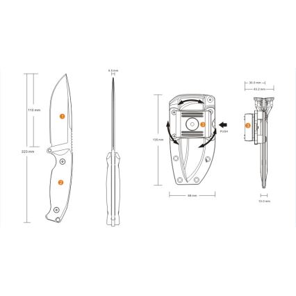 Ruike RUJF118B - Knife JAGER 22,3 cm musta