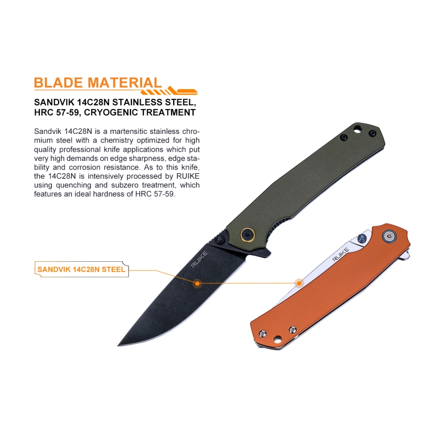 Ruike RUP801J - Taitettava taskuveitsi 20 cm oranssi