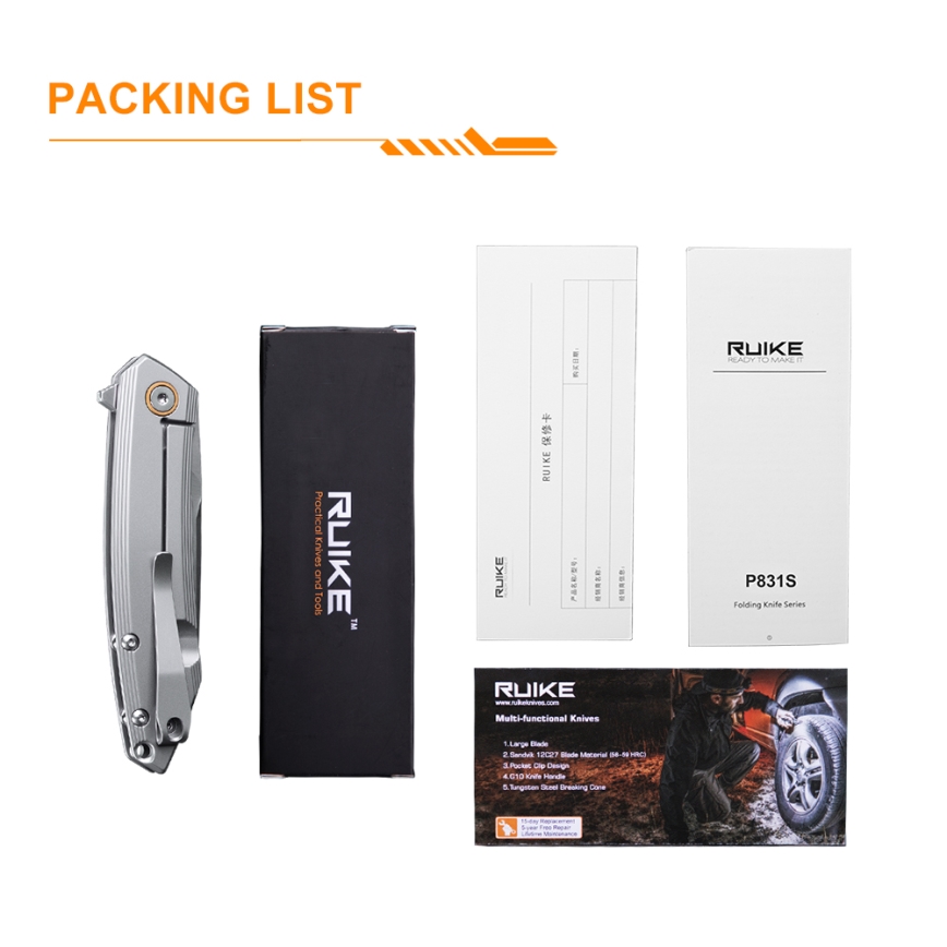 Ruike RUP831SSA - Taittuva veitsi 19,5 cm hopea