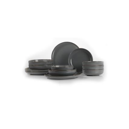 Ruokailusetti 12 kpl harmaa/posliini