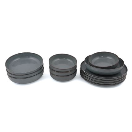 Ruokailusetti 12 kpl harmaa/posliini