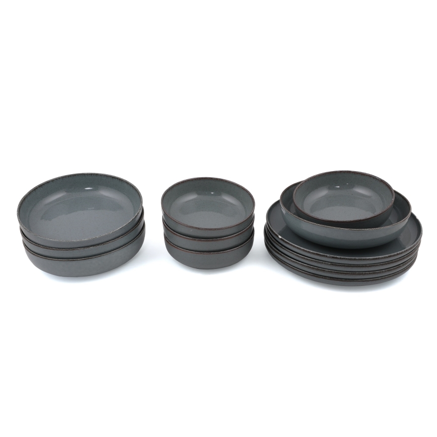 Ruokailusetti 12 kpl harmaa/posliini