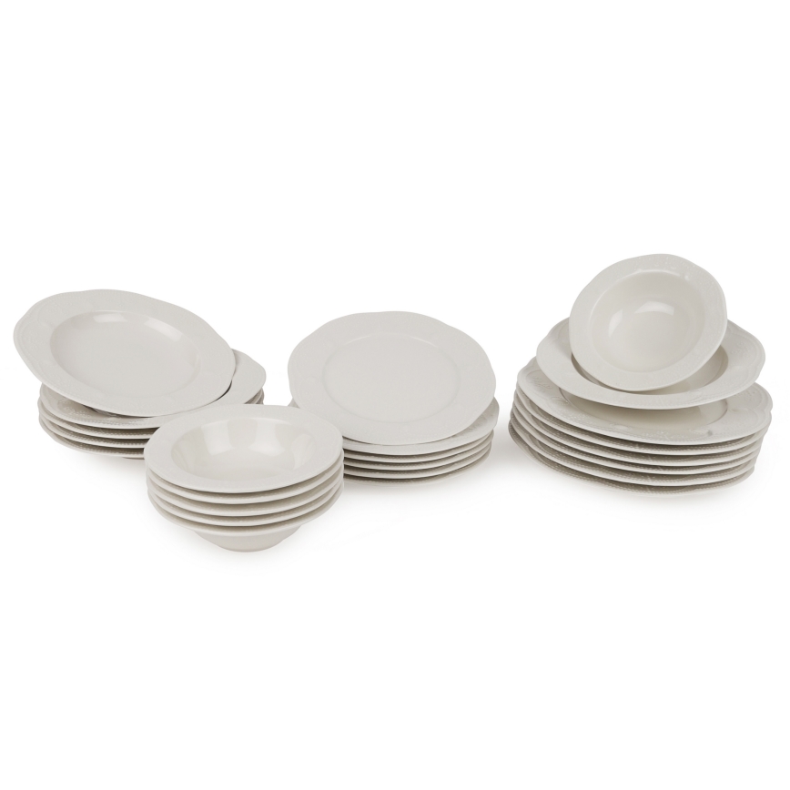 Ruokailusetti 24 kpl valkoinen/posliini