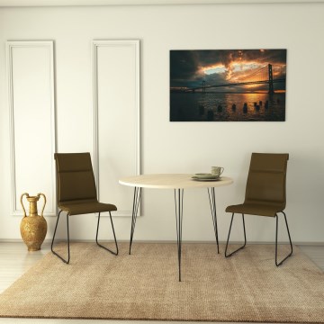 Ruokapöytä SANDALF 75x90 cm beige/musta