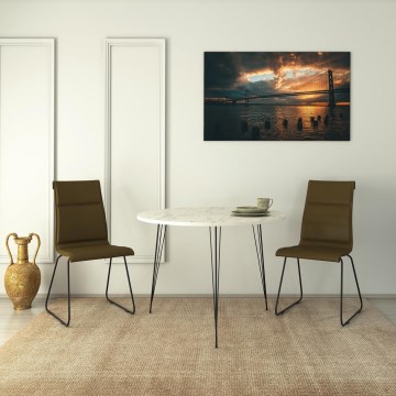 Ruokapöytä SANDALF 75x90 cm valkoinen/musta