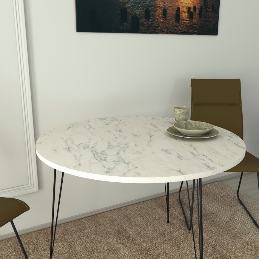 Ruokapöytä SANDALF 75x90 cm valkoinen/musta