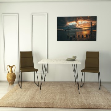 Ruokapöytä SANDALF 75x90 cm valkoinen/musta