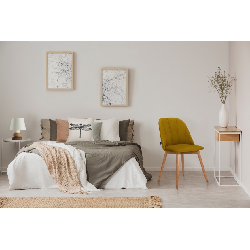 Ruokatuoli BAKERI 86x48 cm keltainen/vaalea tammi