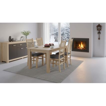 Ruokatuoli SIMON koivu/tummanharmaa