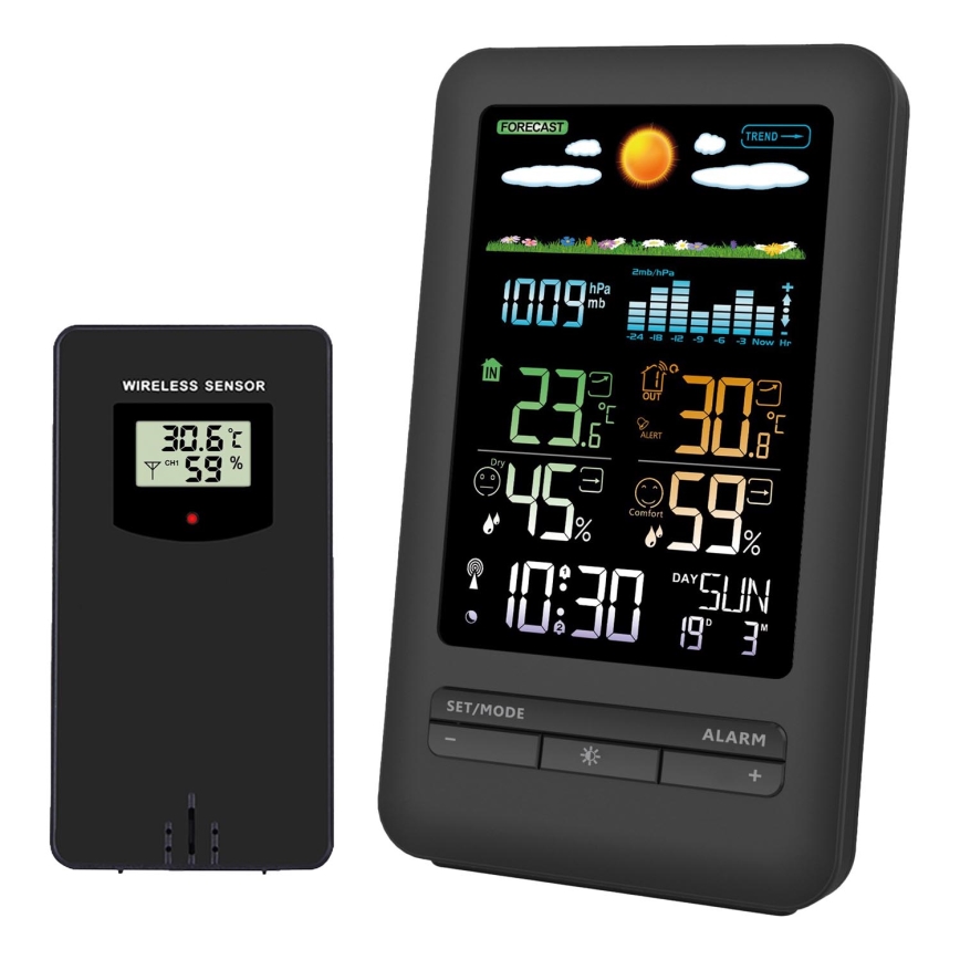 Sääasema LCD-näytöllä 2xAA + 2xAA musta