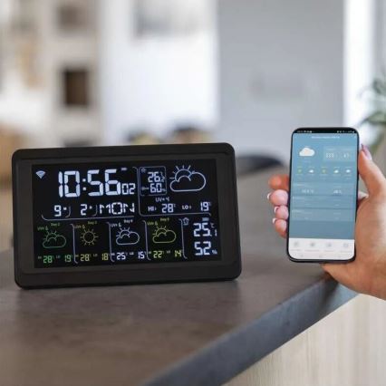 Sääasema LCD-näytöllä GoSmart 230V/3xAAA + 2×AAA Wi-Fi Tuya musta