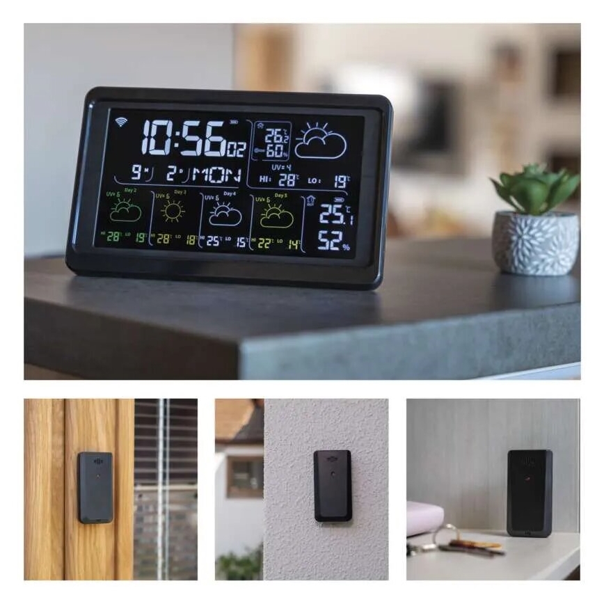 Sääasema LCD-näytöllä GoSmart 230V/3xAAA + 2×AAA Wi-Fi Tuya musta
