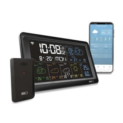 Sääasema LCD-näytöllä GoSmart 230V/3xAAA + 2×AAA Wi-Fi Tuya musta