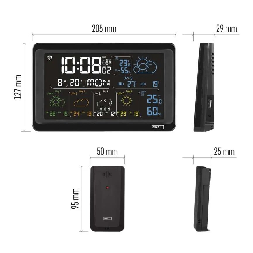 Sääasema LCD-näytöllä GoSmart 230V/3xAAA + 2×AAA Wi-Fi Tuya musta