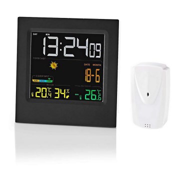 Sääasema värikkäällä LCD-näytöllä 230V musta
