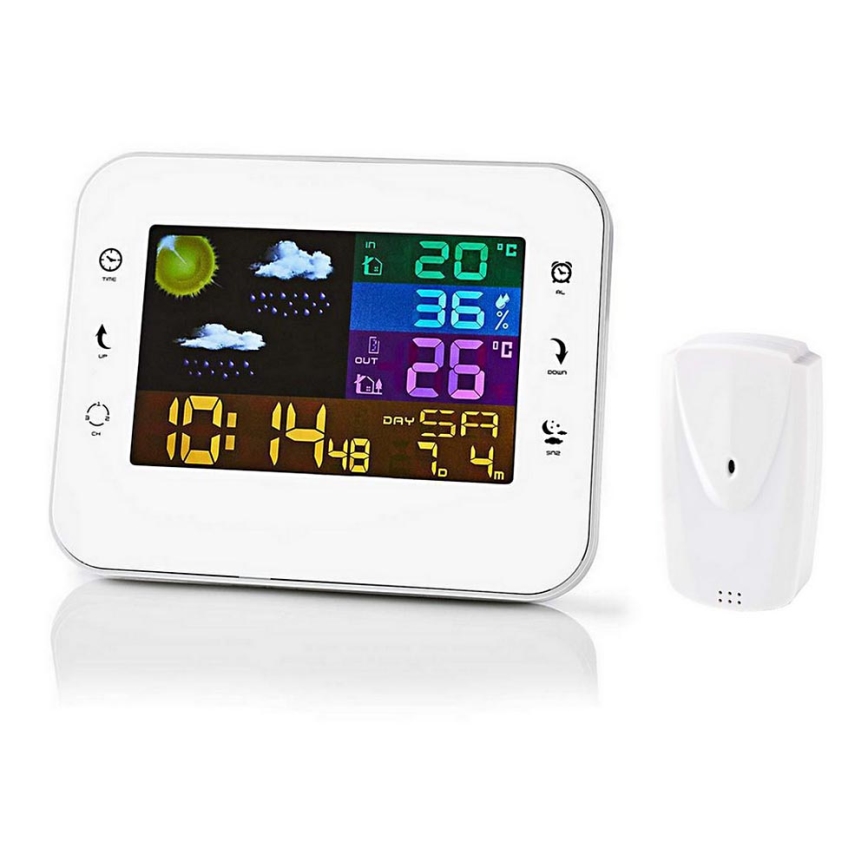 Sääasema värillisellä LCD-näytöllä 230V/3xAAA + 2xAA valkoinen